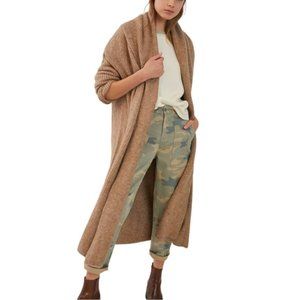 Anthropologie Mackenzie Ribbed Duster Cardigan O/S Taupe Brown Open Cardi